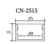 LED 硬條燈、鋁支架【CN-2515】寬25*15mm高